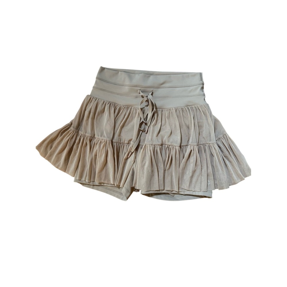Popflex Womens Pirouette Skort Sz M Cafe Au Lait Tennis Athletic Ruffle Ballet
